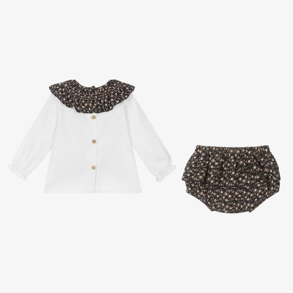 Babidu-Топ и синие шорты в цветочек из хлопка | Childrensalon Outlet