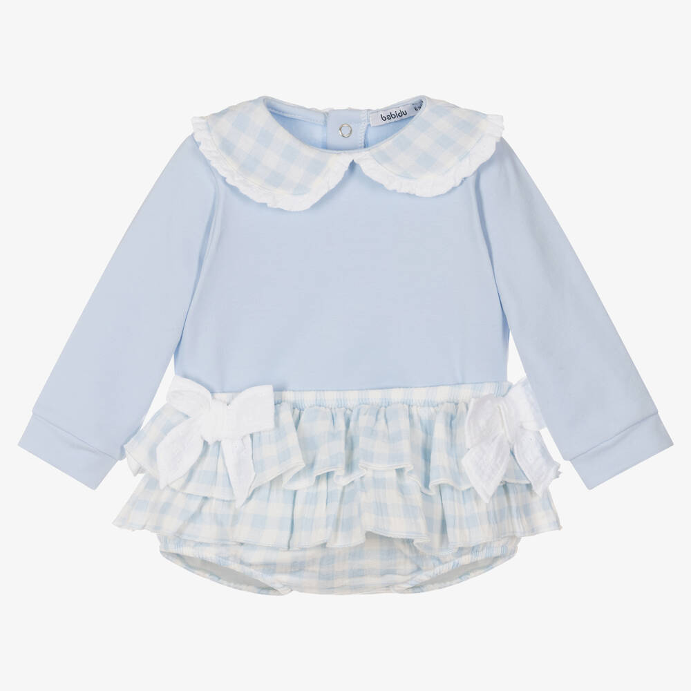 Babidu - Ensemble short bleu carreaux vichy  | Childrensalon