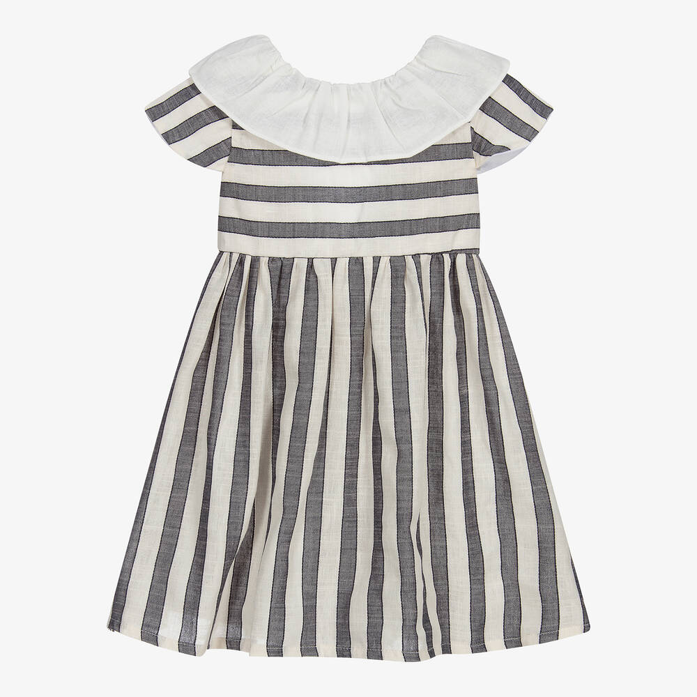 Babidu - Blue & Ivory Striped Dress | Childrensalon