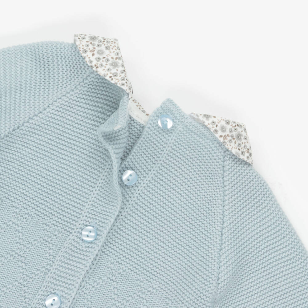 Babidu-Blue Knit Shorts Set & Bonnet | Childrensalon Outlet