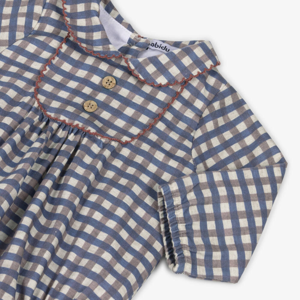 Babidu-Blue & Mauve Check Cotton Shortie | Childrensalon Outlet