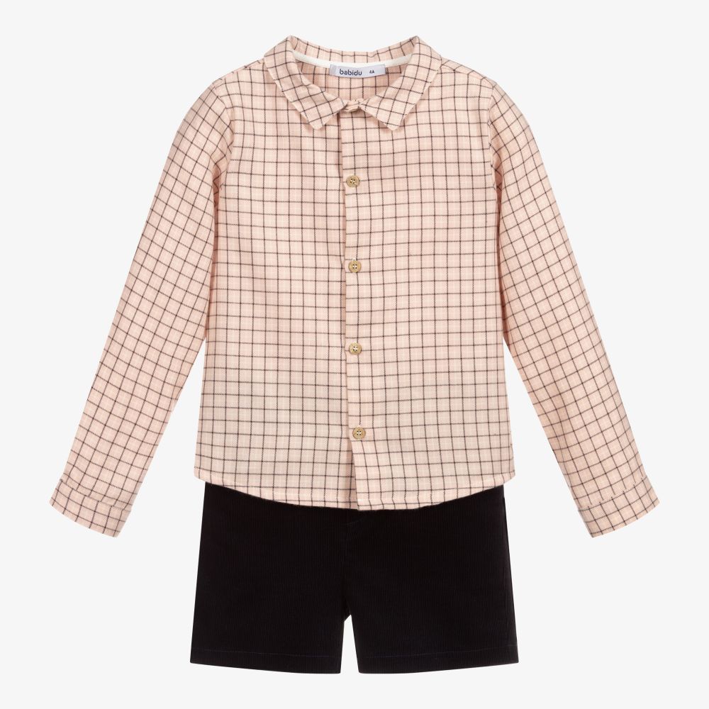 Babidu-Розово-синий комплект из хлопка с шортами | Childrensalon Outlet