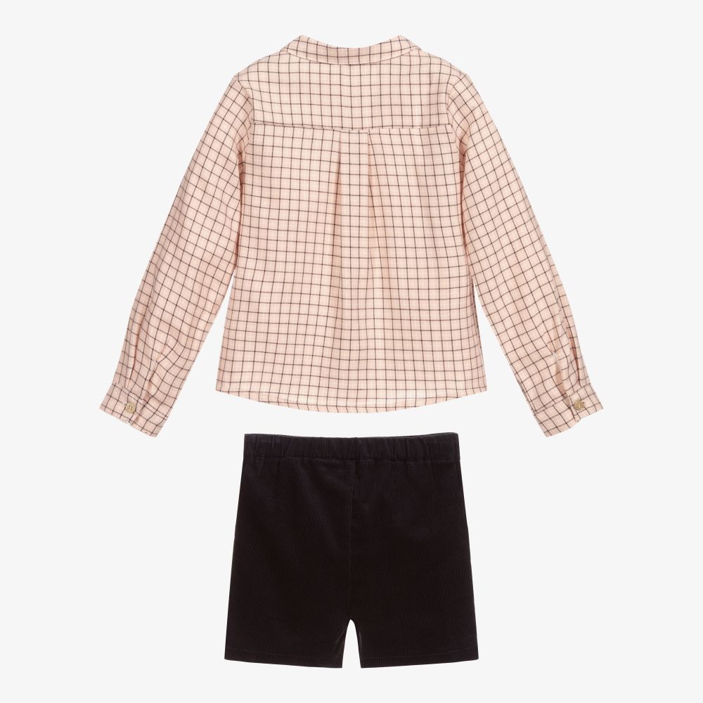 Babidu-طقم شورت قطن لون كحلي وزهري للأولاد | Childrensalon Outlet