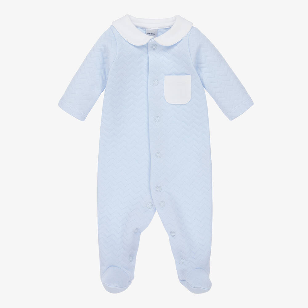 Babidu - Blue Quilted Cotton Babygrow | Childrensalon