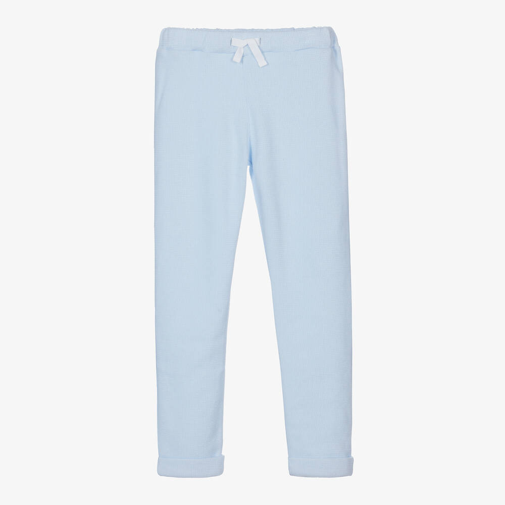 Babidu - Blue Ribbed Jersey Trousers | Childrensalon