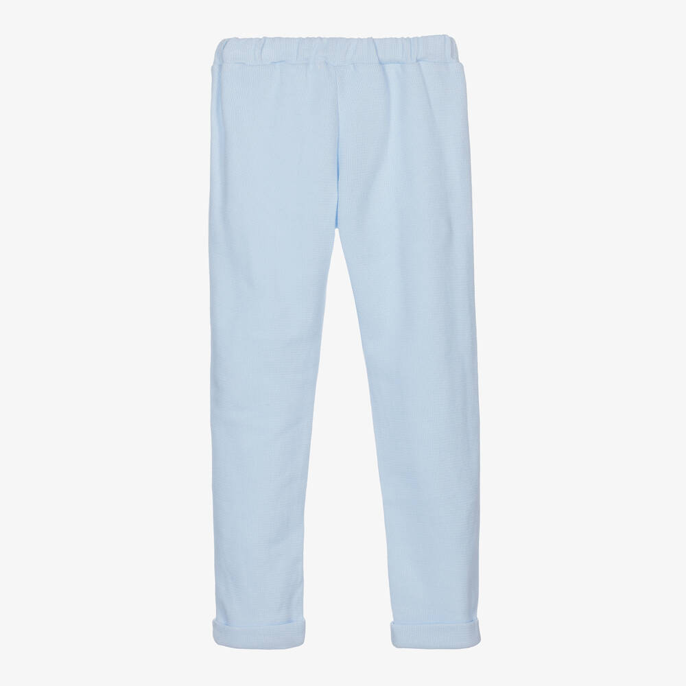 Babidu-Blue Ribbed Jersey Trousers | Childrensalon Outlet