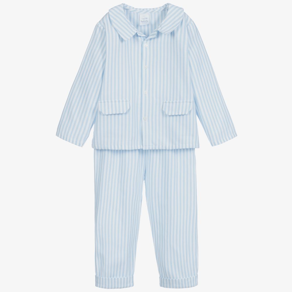 Babidu - Blue Striped Cotton Pyjamas | Childrensalon