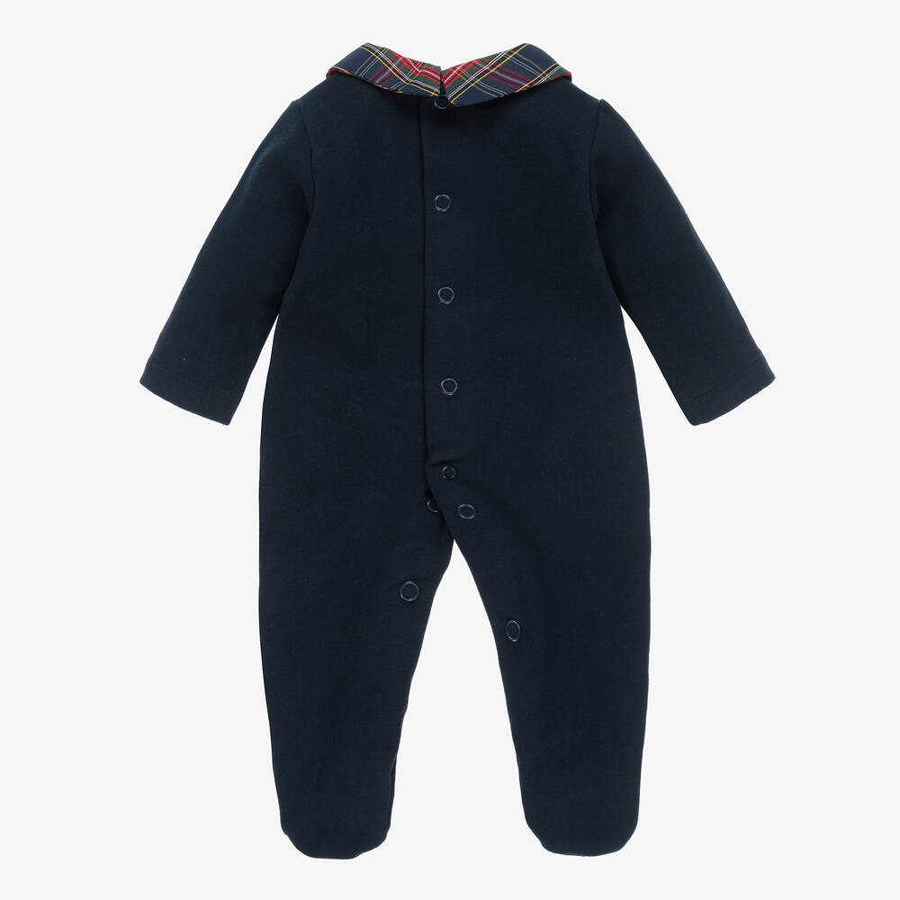 Babidu-Синий хлопковый комбинезон в клетку | Childrensalon Outlet