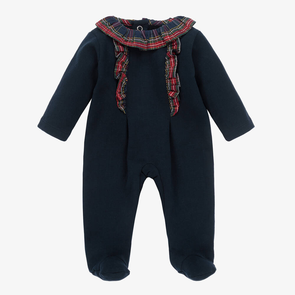 Babidu-Синий хлопковый комбинезон в клетку | Childrensalon Outlet