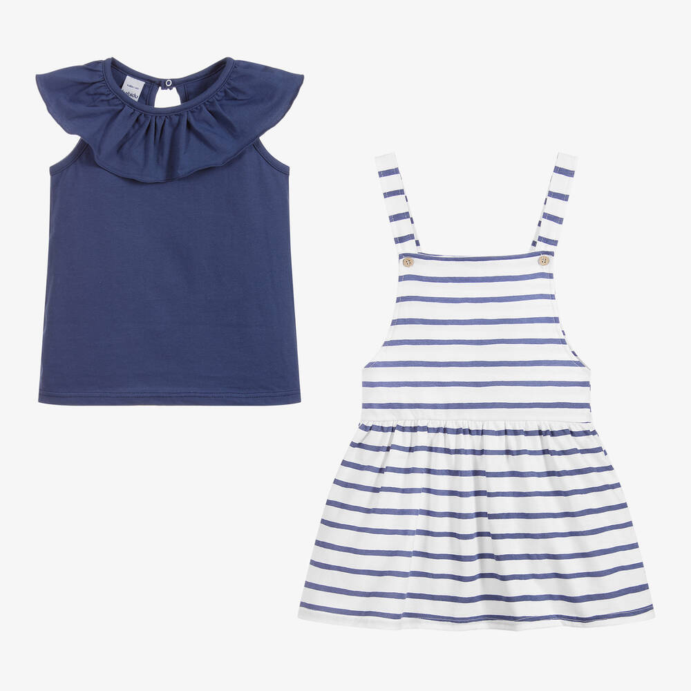 Babidu-Blue & White Striped Dress Set | Childrensalon Outlet
