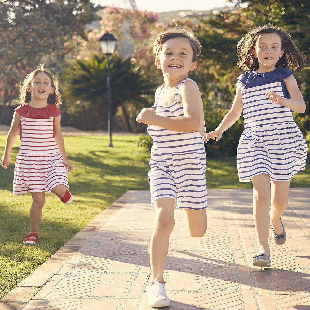 Babidu-Blue & White Striped Dress Set | Childrensalon Outlet
