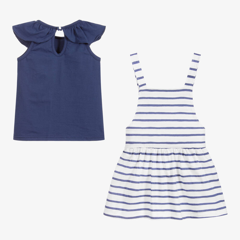 Babidu-Blue & White Striped Dress Set | Childrensalon Outlet