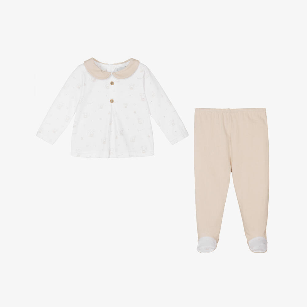 Babidu-Boy's Beige Cotton Baby Set | Childrensalon Outlet