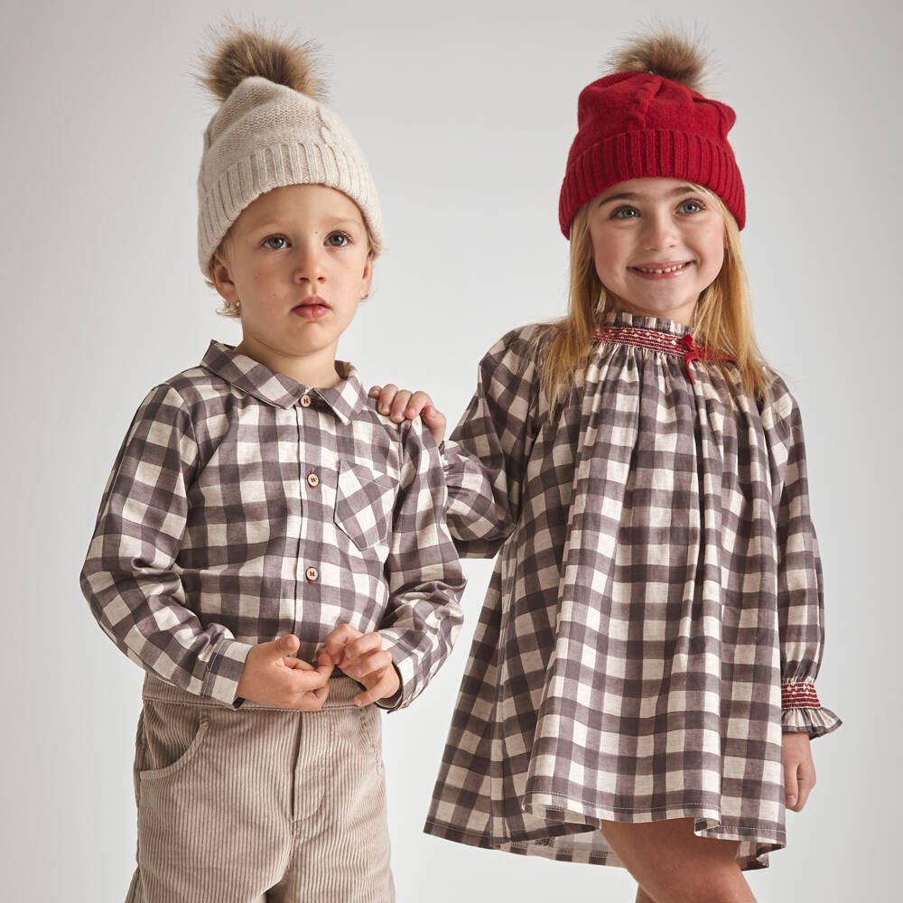 Babidu-Boys Beige Check Outfit Set | Childrensalon Outlet