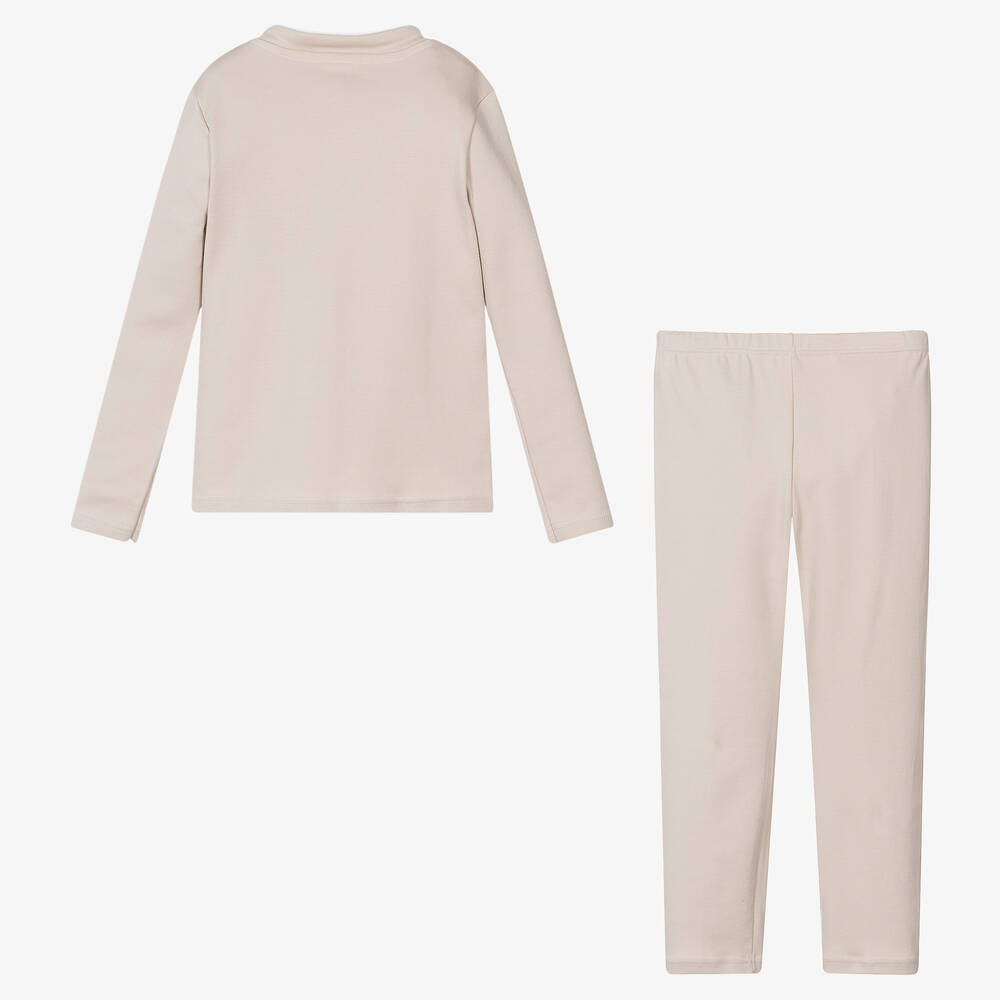 Babidu-Boys Beige Cotton Jersey Pyjamas  | Childrensalon Outlet