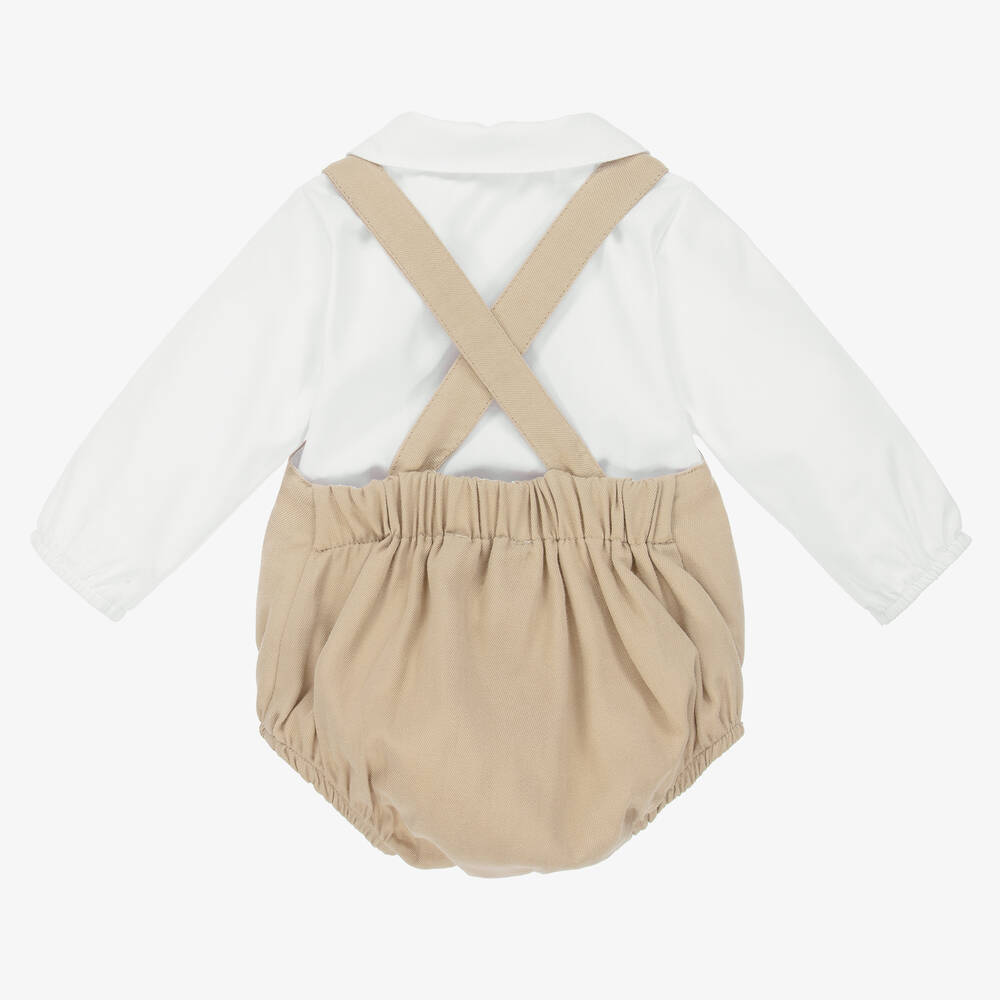 Babidu-Boys Beige Dungaree Set | Childrensalon Outlet