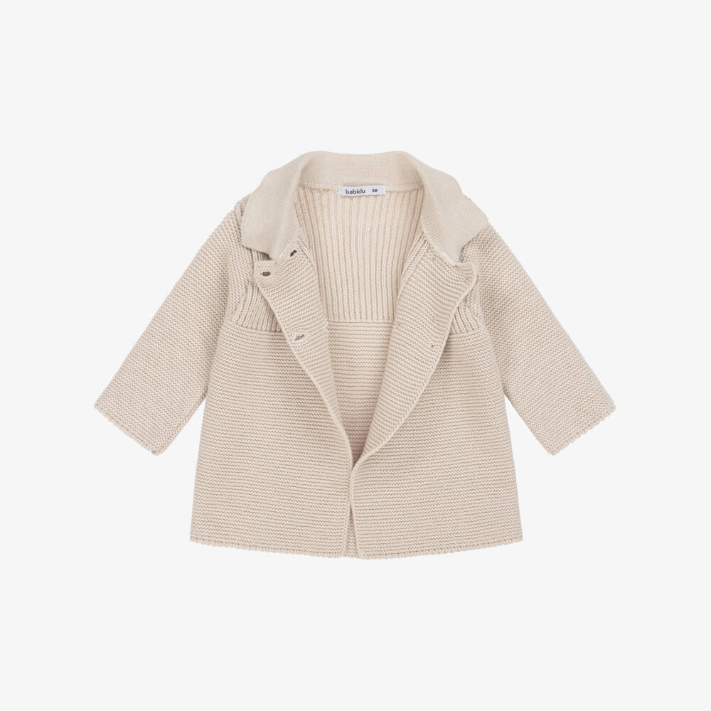 Babidu-Бежевый вязаный комплект пальто для мальчиков | Childrensalon Outlet