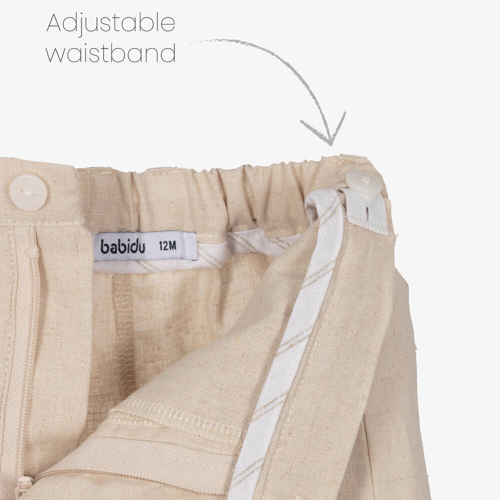 Babidu-Boys Beige Striped Cotton Shorts Set | Childrensalon Outlet