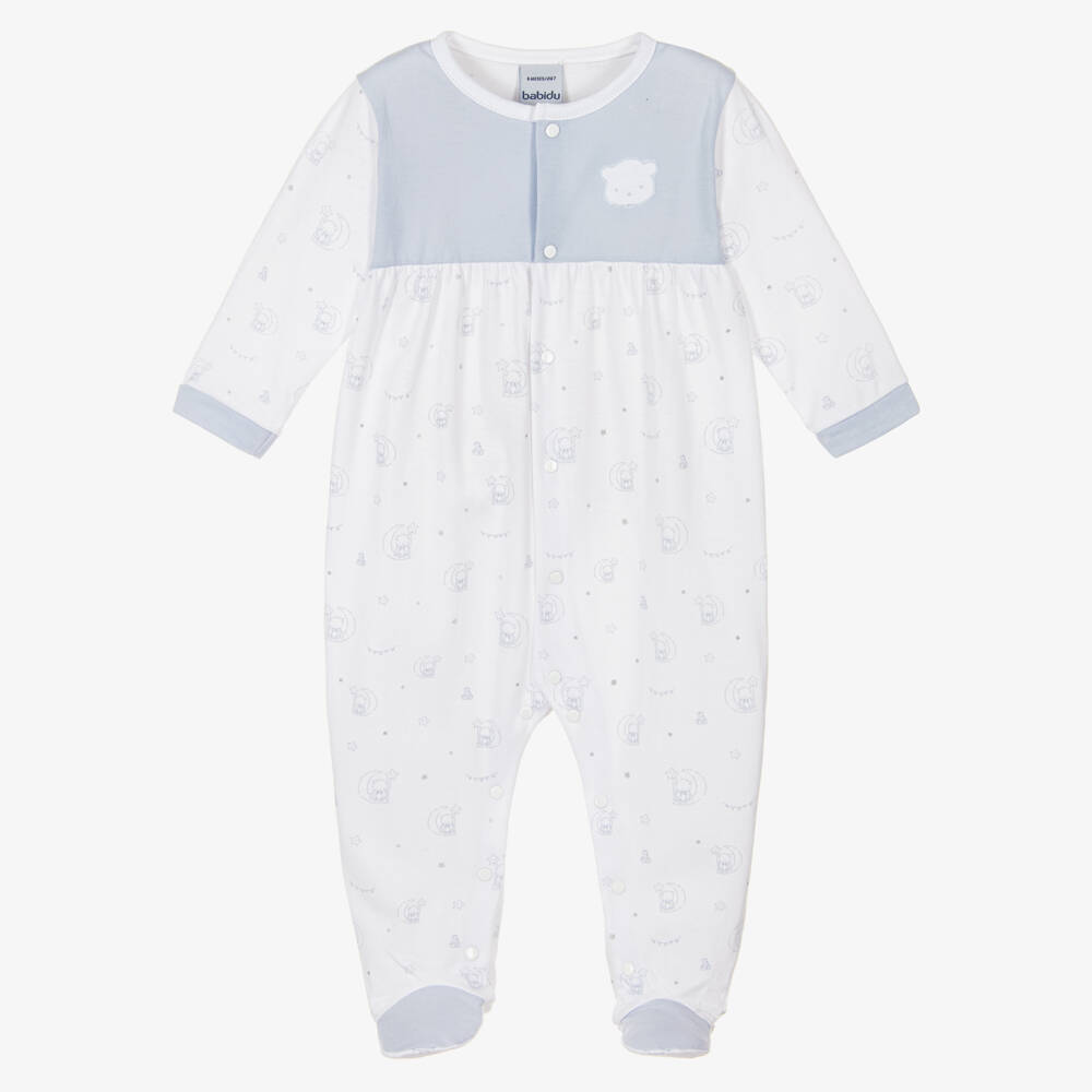 Babidu-Boys Blue Bear Print Onesie | Childrensalon Outlet