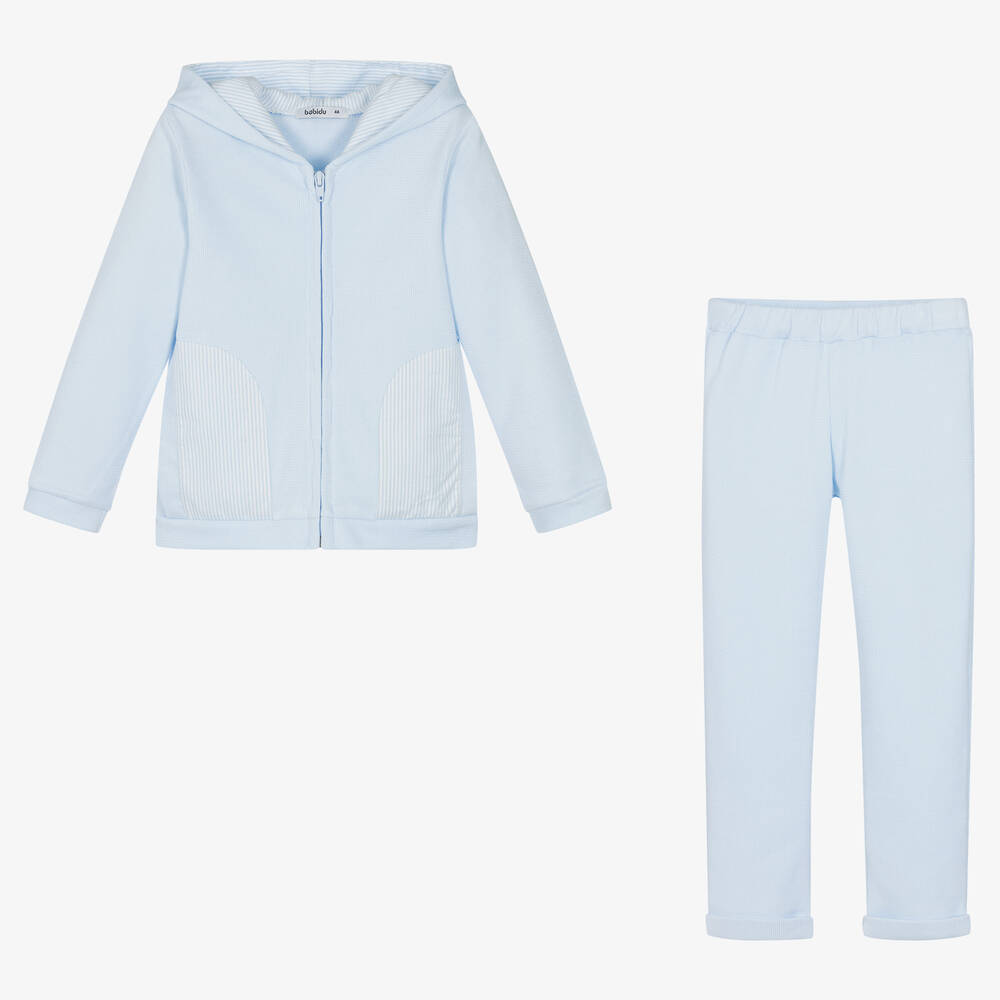 Babidu-Голубой спортивный костюм из хлопка с капюшоном | Childrensalon Outlet
