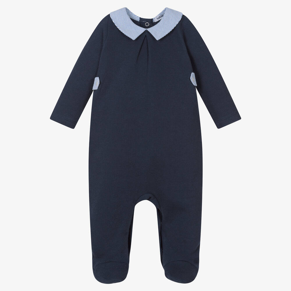Babidu-Синий трикотажный комбинезон с воротником | Childrensalon Outlet