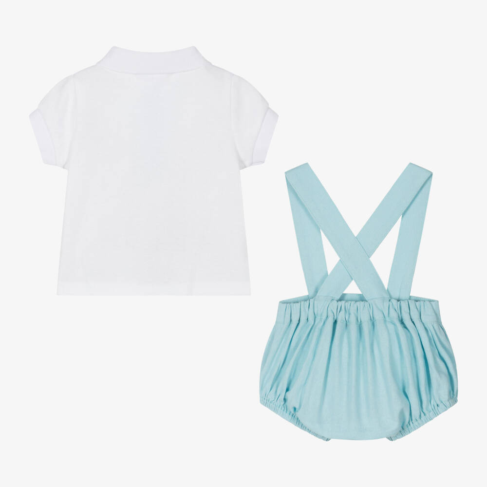 Babidu-Boys Blue Cotton & Linen Shorts Set | Childrensalon Outlet