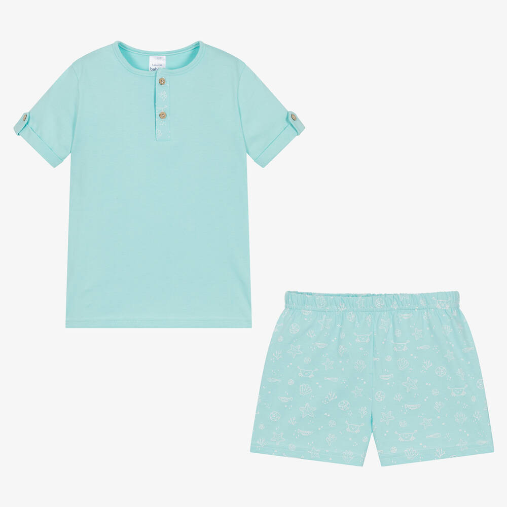 Babidu-Boys Blue Cotton Short Pyjamas | Childrensalon Outlet