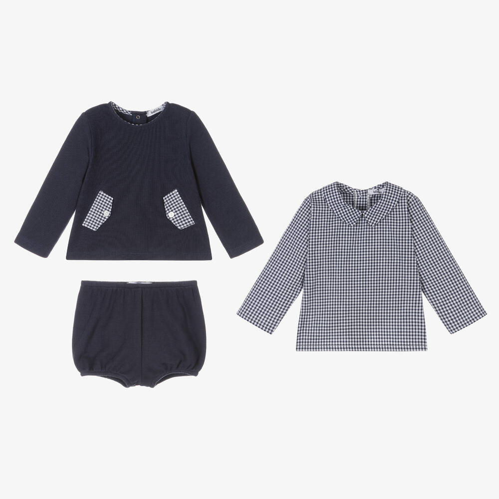 Babidu-Boys Blue Cotton Shorts Set | Childrensalon Outlet