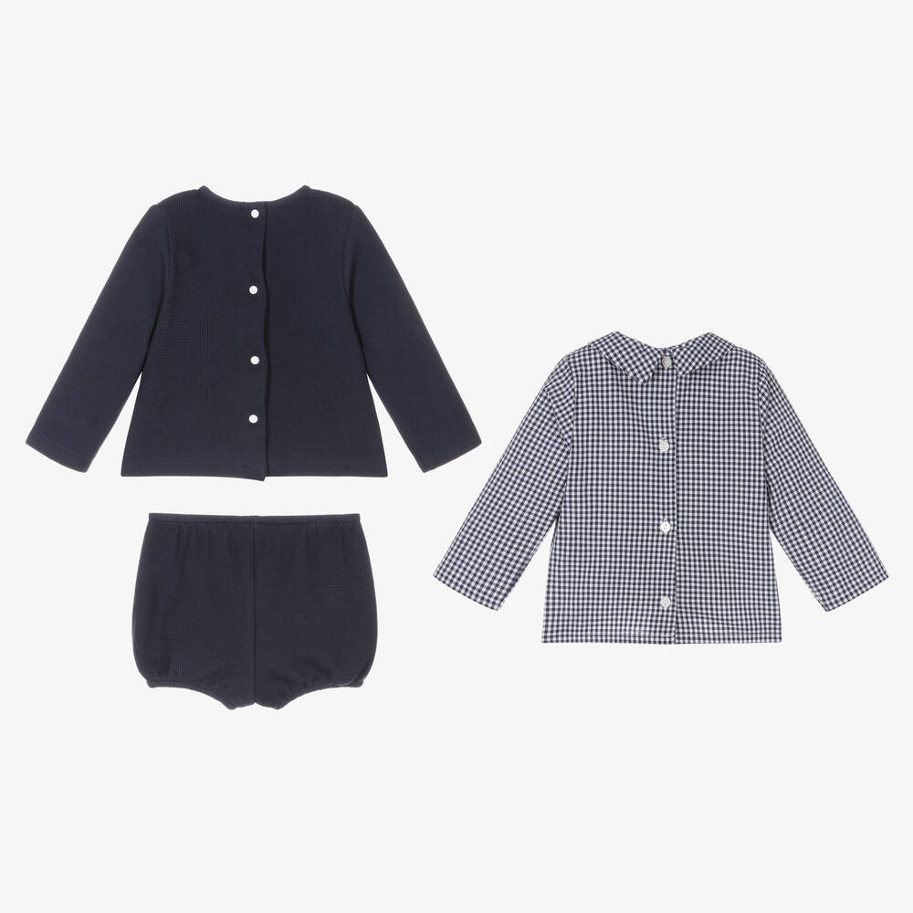 Babidu-Boys Blue Cotton Shorts Set | Childrensalon Outlet