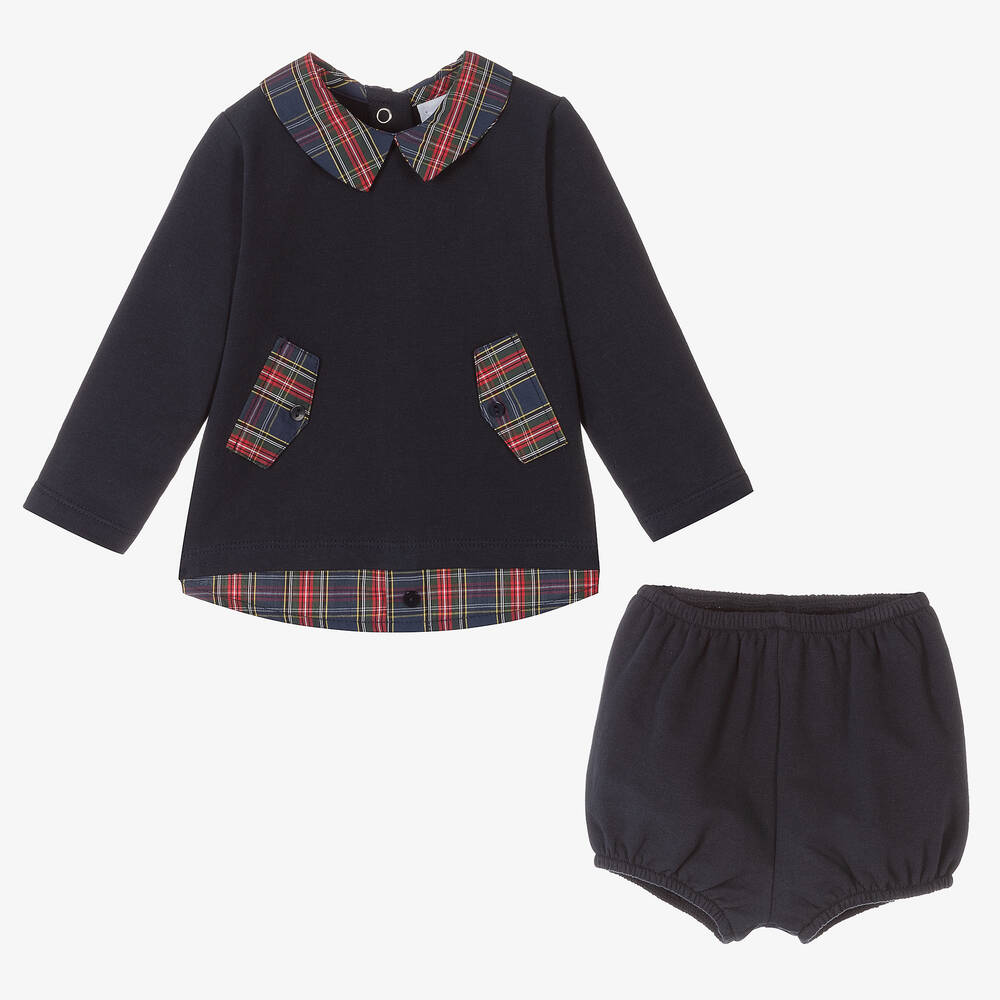 Babidu-Boys Blue Cotton Shorts Set | Childrensalon Outlet