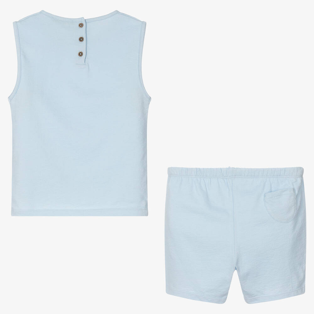 Babidu-Boys Blue Cotton Shorts Set | Childrensalon Outlet