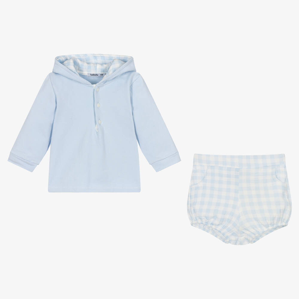 Babidu-Boys Blue Cotton Shorts Set | Childrensalon Outlet
