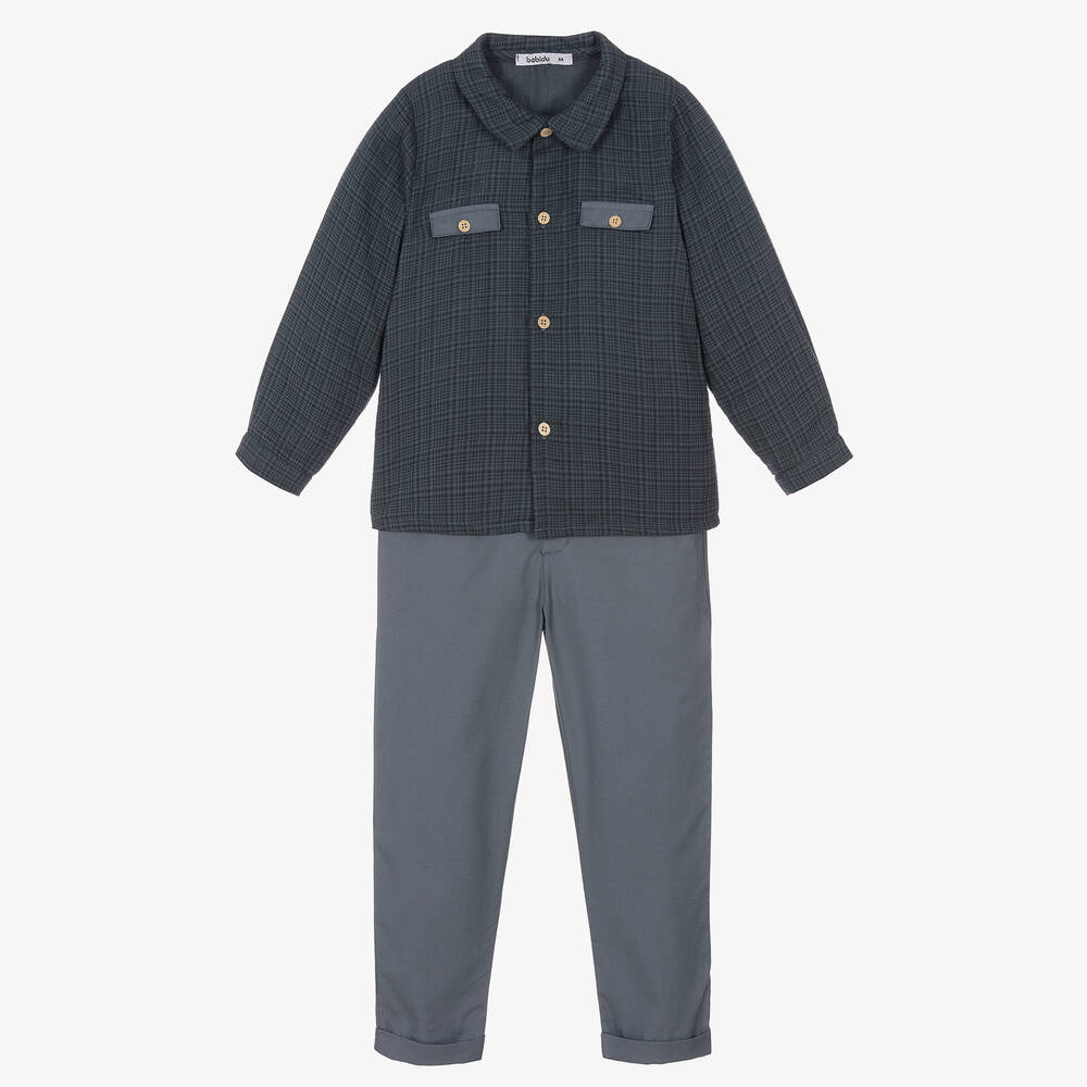 Babidu - Ensemble pantalon bleu coton garçon | Childrensalon