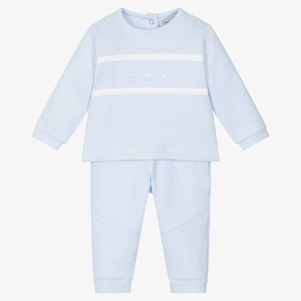 Babidu-Boys Blue Cotton Trouser Set | Childrensalon Outlet