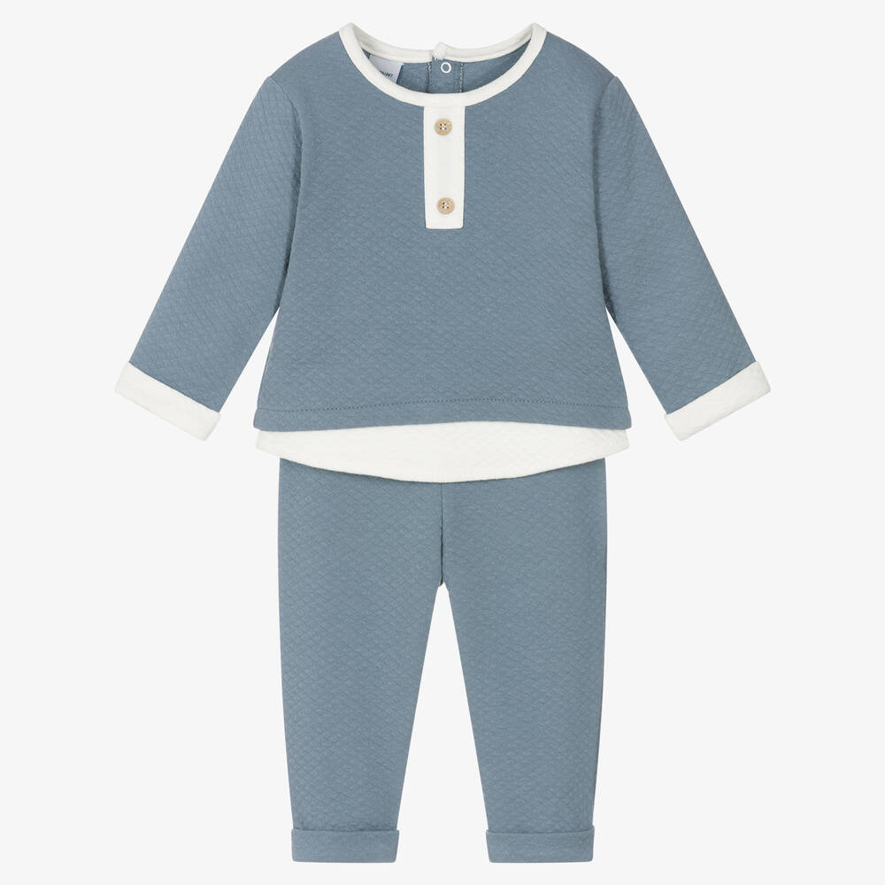 Babidu - Ensemble pantalon bleu en coton | Childrensalon