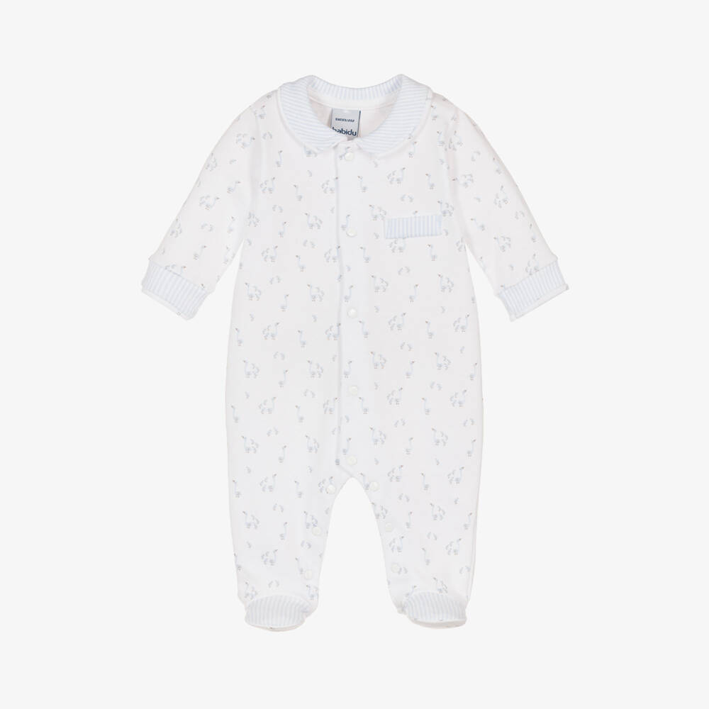 Babidu-Boys Blue Duck Pattern Babygrow | Childrensalon Outlet
