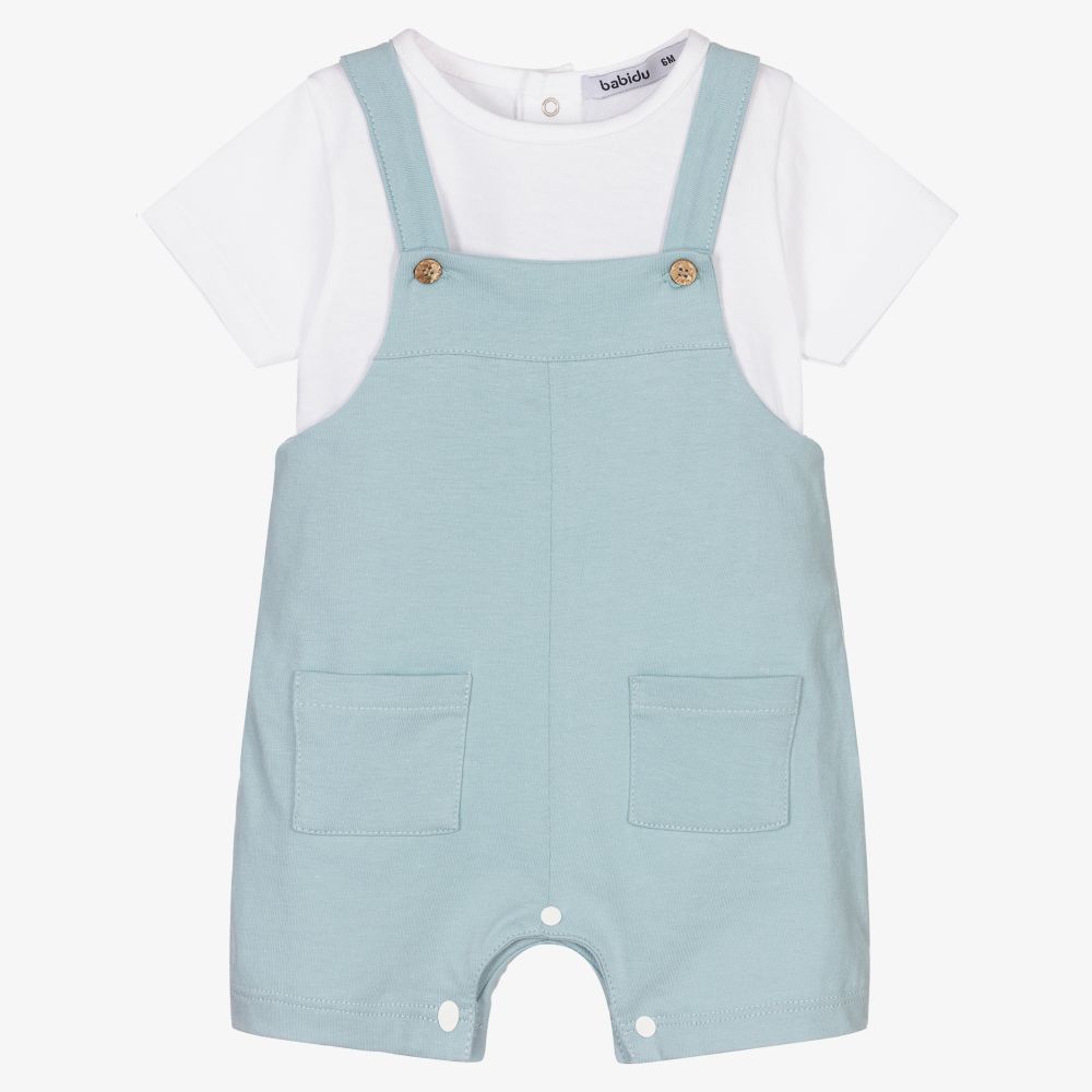 Babidu-Boys Blue Dungarees Set | Childrensalon Outlet