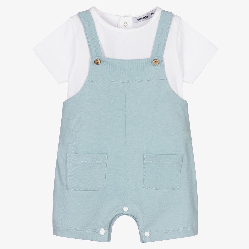 Babidu - Boys Blue Dungarees Set | Childrensalon