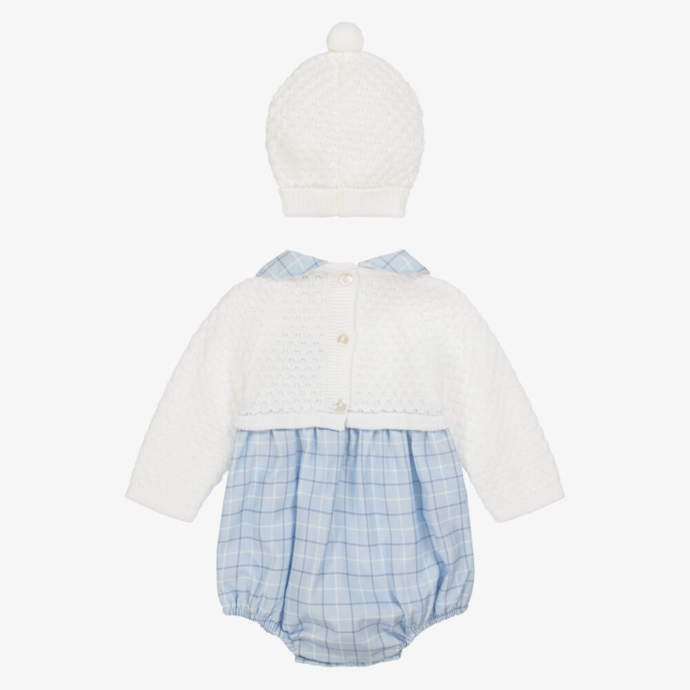 Babidu-Boys Blue Ivory Knit Shortie Set | Childrensalon Outlet