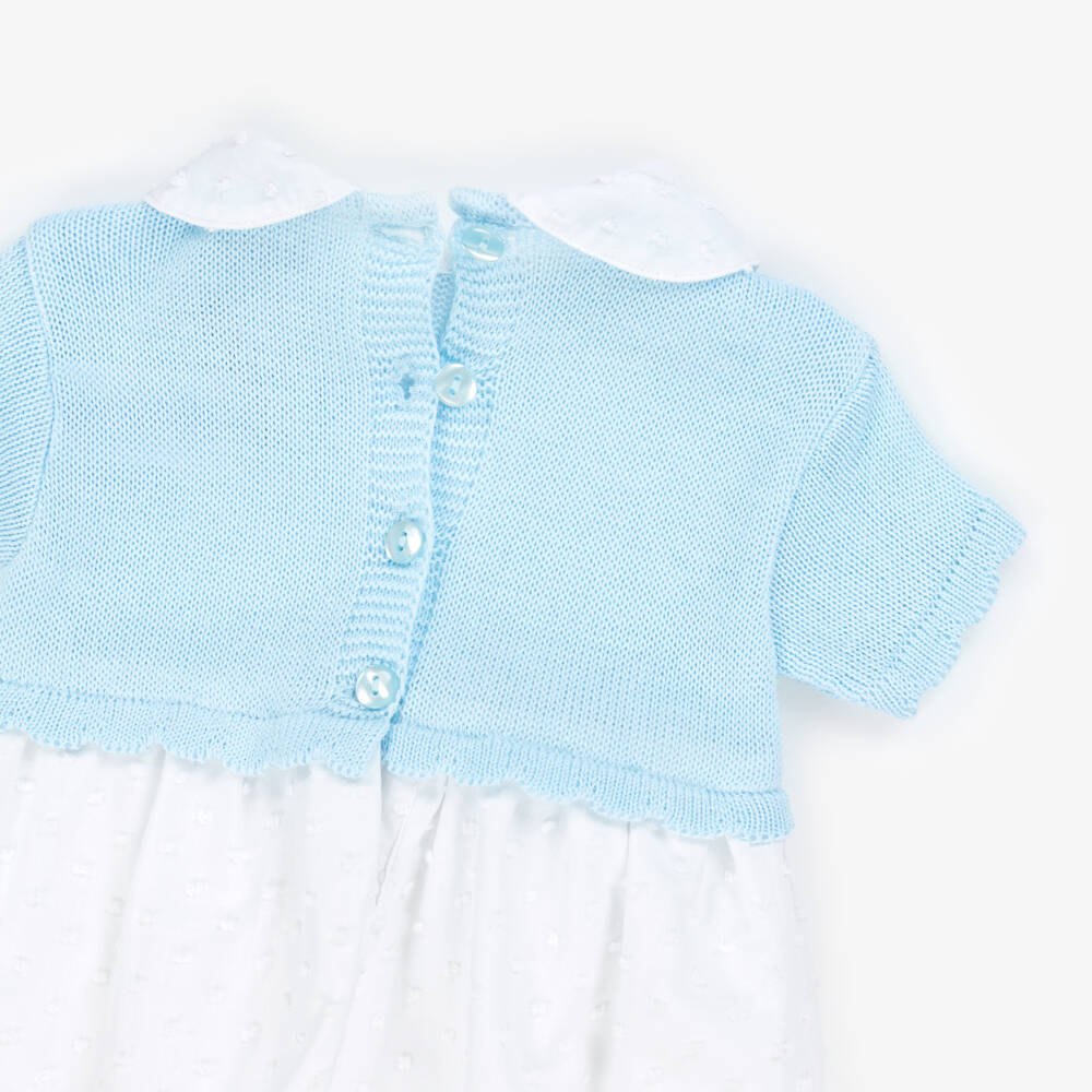 Babidu-Boys Blue Knit & White Romper | Childrensalon Outlet