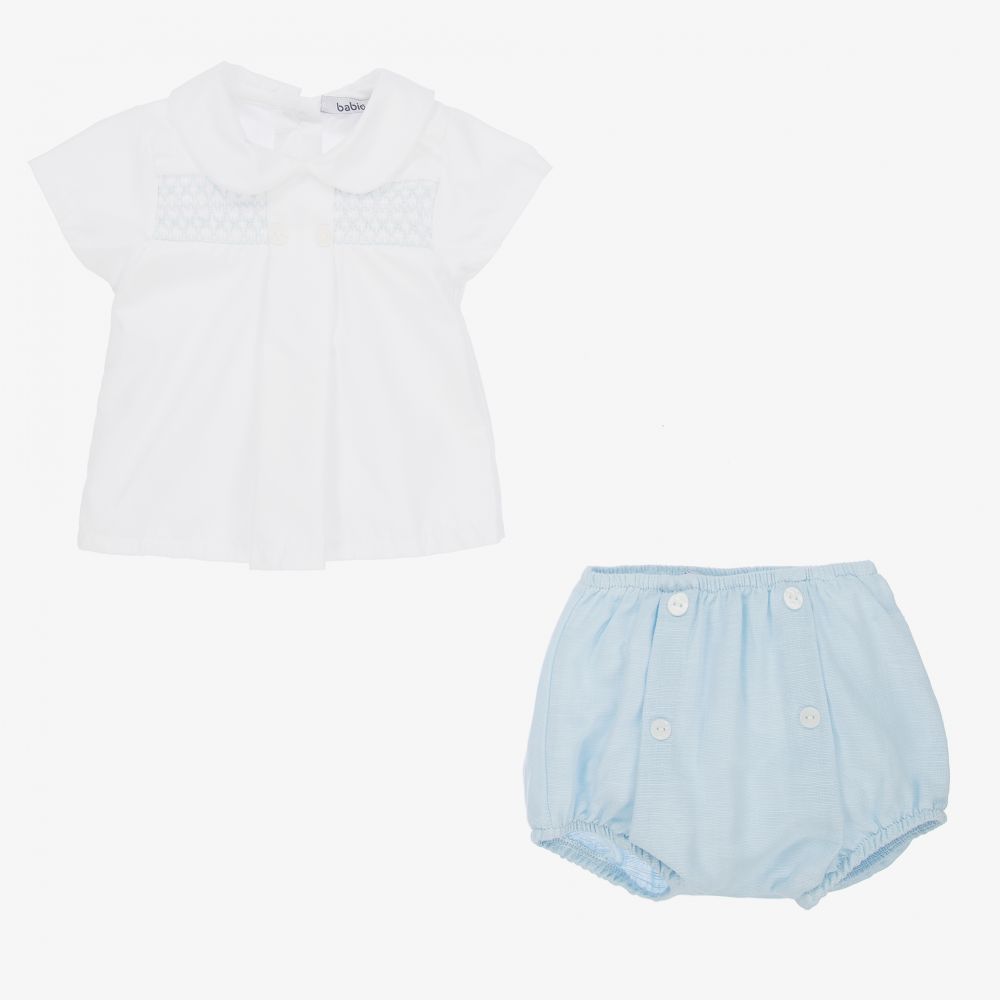 Babidu Boys Blue Smocked Shorts Set Childrensalon Outlet