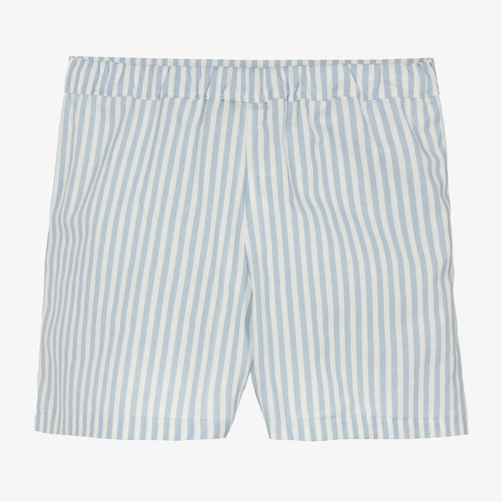 Babidu-Boys Blue Striped Cotton Shorts Set | Childrensalon Outlet