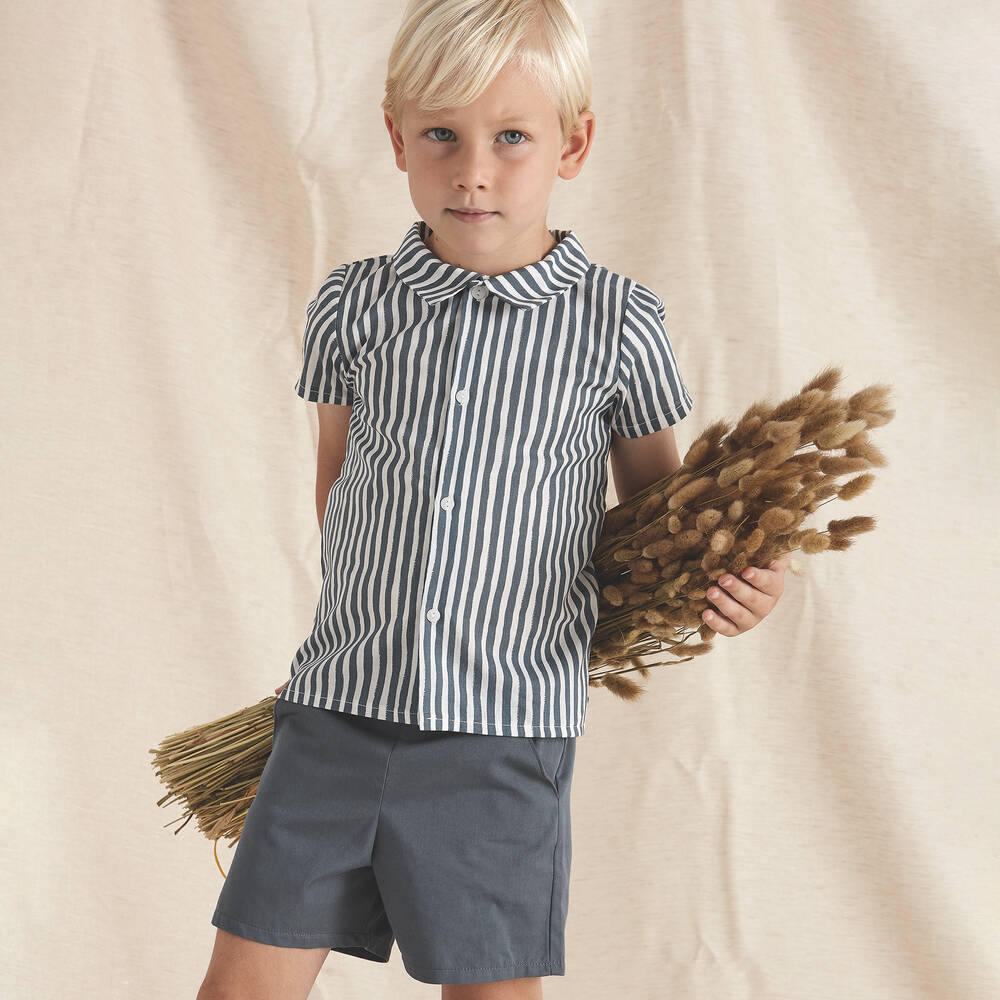 Babidu-Рубашка в синюю полоску и шорты | Childrensalon Outlet