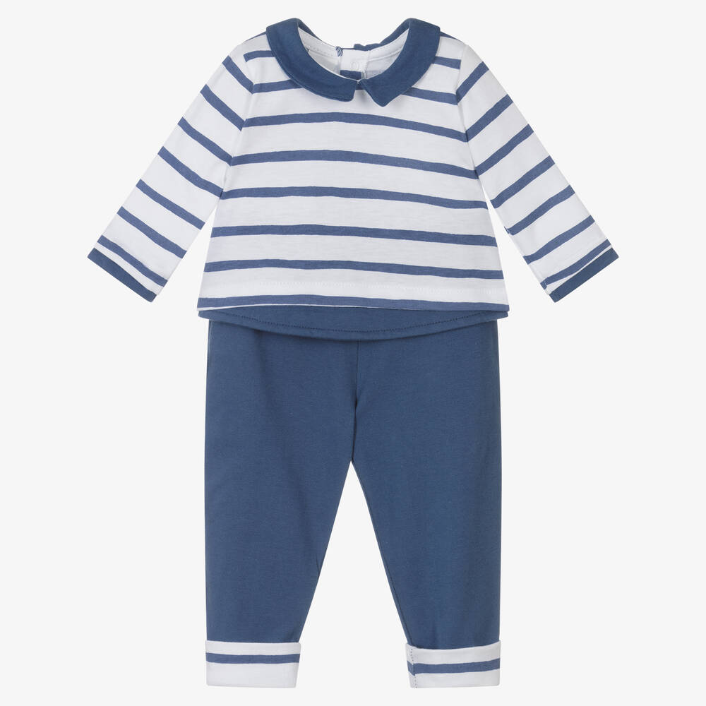 Babidu - Boys Blue Striped Trouser Set | Childrensalon