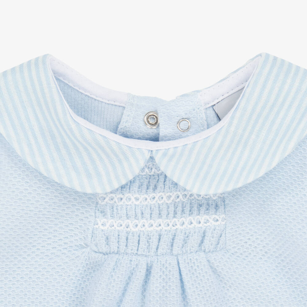 Babidu-Boys Blue Textured Cotton Shortie | Childrensalon Outlet