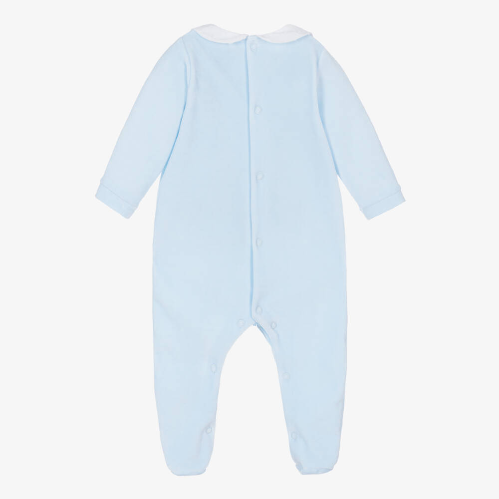 Babidu-Boys Blue Velour Sleepsuit | Childrensalon Outlet