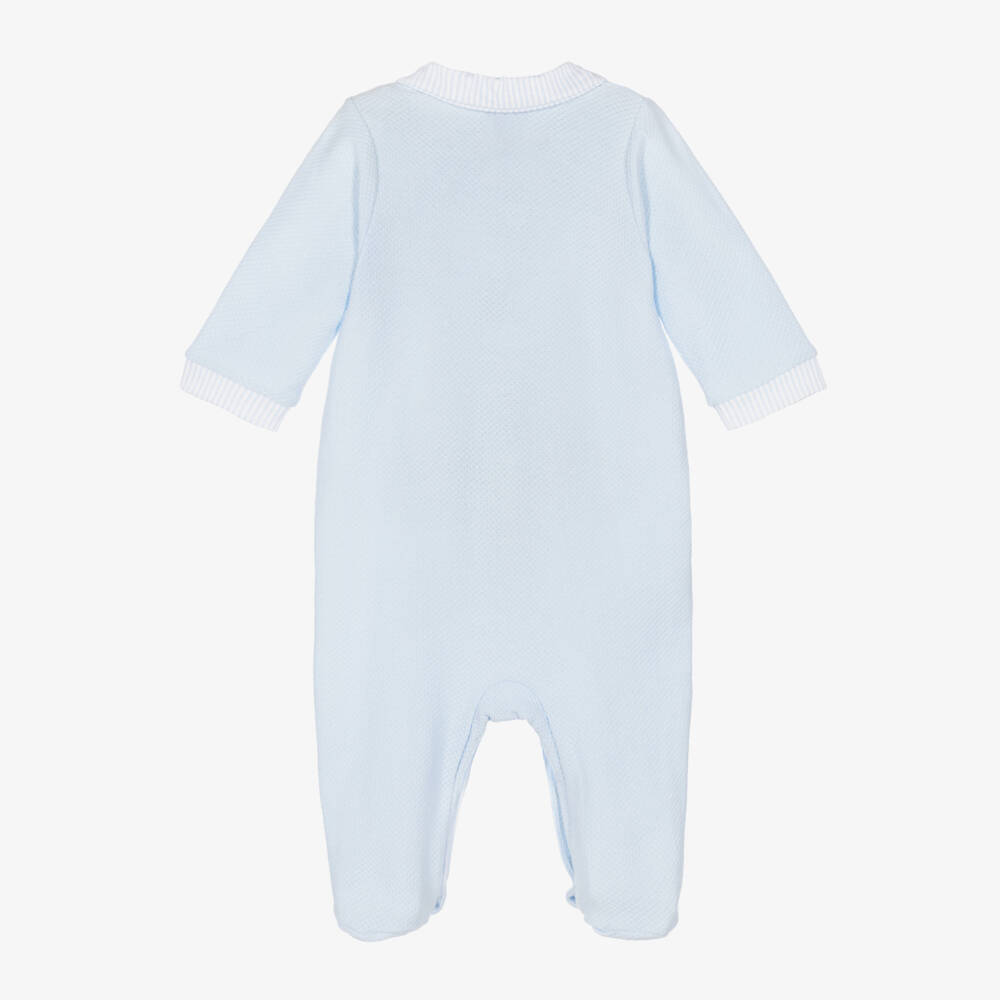 Babidu-Boys Blue Waffle Cotton Babygrow | Childrensalon Outlet