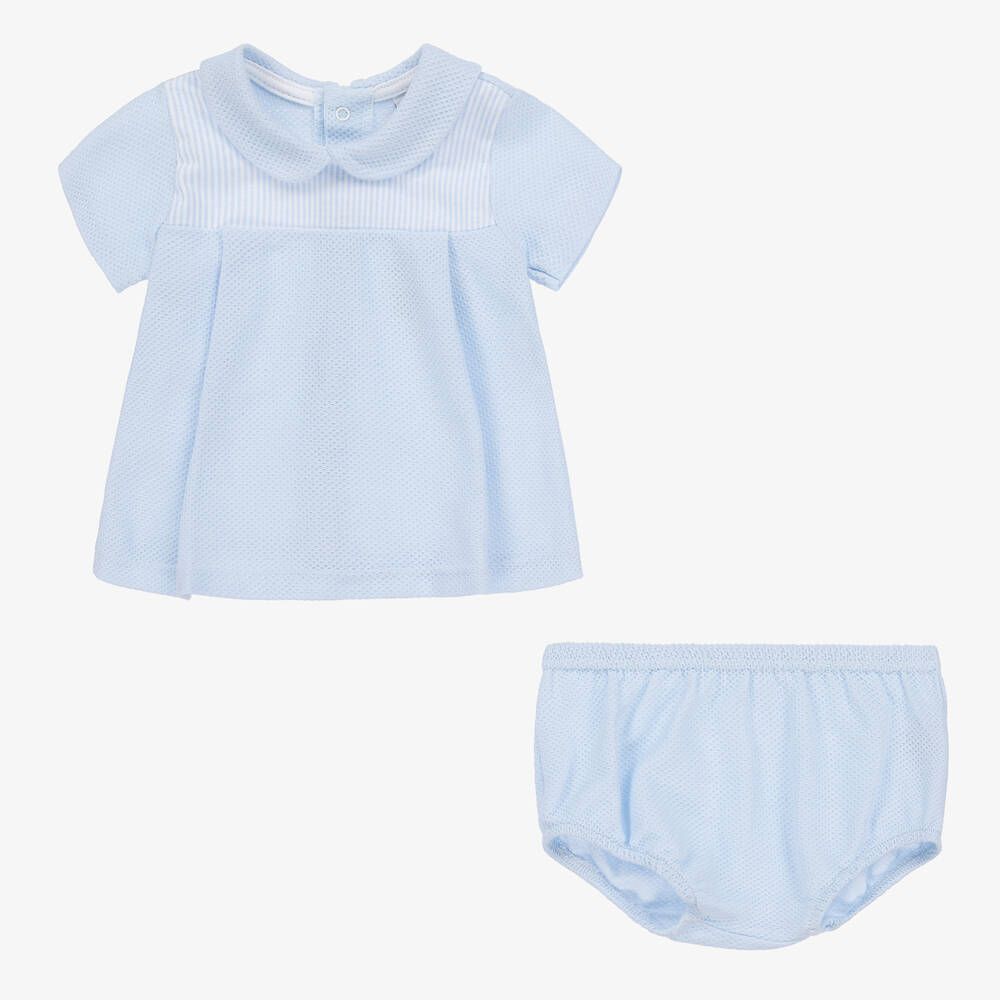 Babidu-Boys Blue Waffle Cotton Shorts Set | Childrensalon Outlet