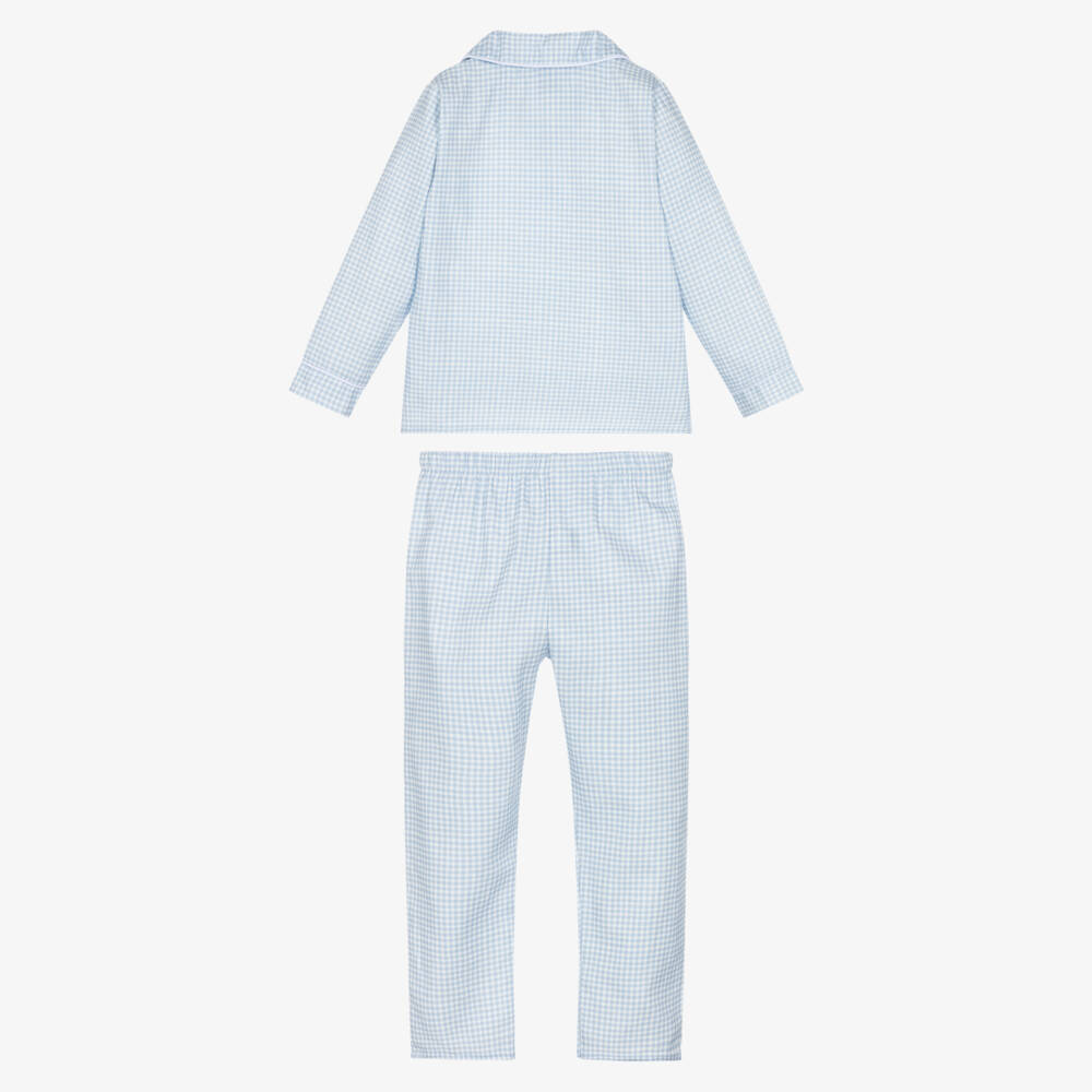 Babidu-Boys Blue & White Check Cotton Pyjamas | Childrensalon Outlet
