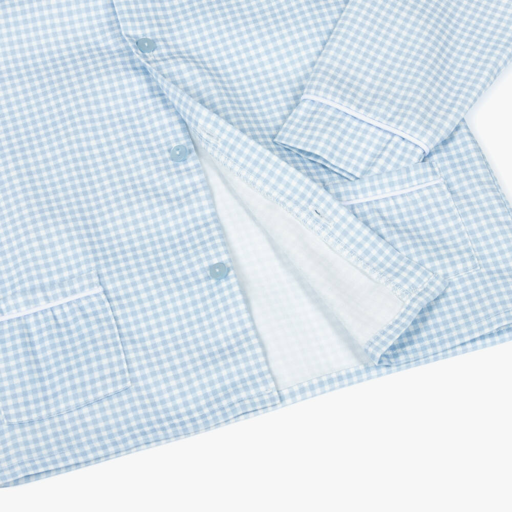 Babidu-Boys Blue & White Check Cotton Pyjamas | Childrensalon Outlet